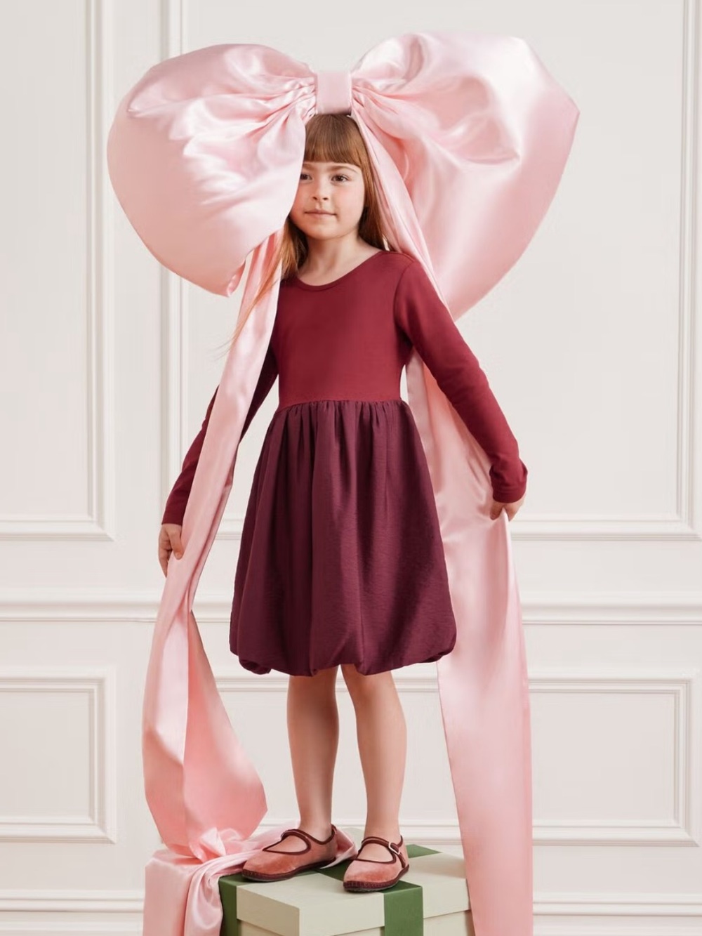 Hanna Andersson | Long-Sleeve Bubble Dress in Burgundy
